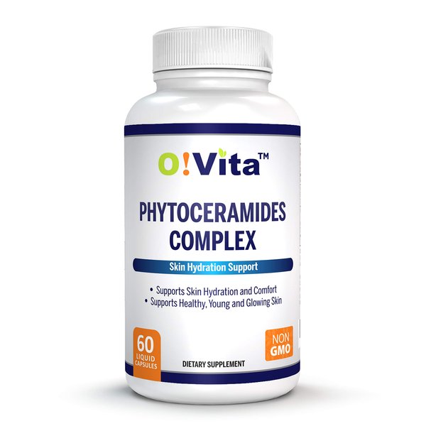 O!VITA Phytoceramides Complex, Skin repair and Rejuvenation, Anti-aging Support, Plant-derived Ceramides, with Vitamins C, B-6, and B-12, 2-month Supply (60 Non-GMO Liquid Capsules)