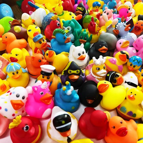 Assorted Rubber Duckies for Kids and Toddlers Cute Duck Bath Tub Pool Toys in Multiple Characters, Fun Carnival, Bath Birthday Gifts Baby Showers Classroom Incentives and Summer Beach, 2" (10-Pack)