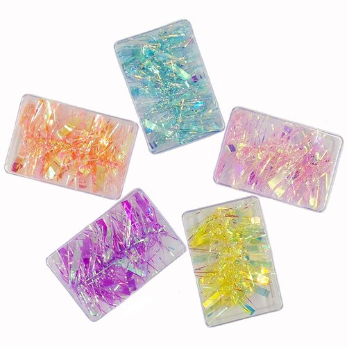 CHANGAR 5 Colors Gradient Aurora Glass Paper Nail Sticker, Reflective Mirror Design Broken Glass Stripe Line Paper Nail Decals 3D Broken Glass Pieces Mirror Foils DIY Nail Art Decoration (5 Boxes)