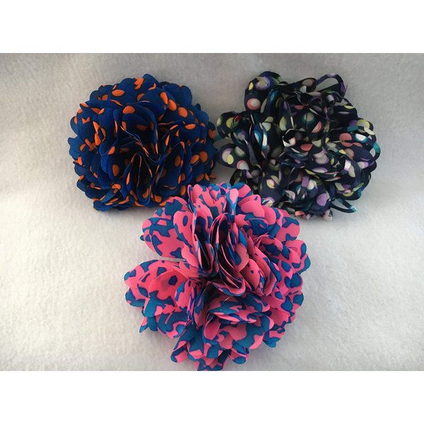Flower Hair Clip, Flower Clip, Flower Hair Bow, Shabby Chic, Blue, Orange, Black, Polka Dots, Pink