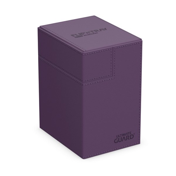 Ultimate Guard Flip 'n' Tray 133+, Deck Case for 133 Double-Sleeved TCG Cards + Dice Tray, Purple, Independent Magnetic Closure & Microfiber Inner Lining