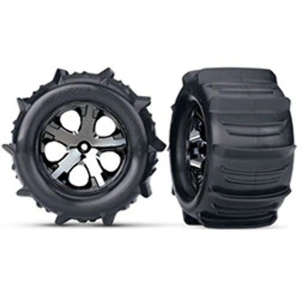 Traxxas 3689 Stampede Paddle Tires and Wheels Pre-Glued and Mounted (Pair)