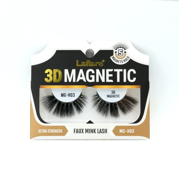 Laflare 3D Magnetic Eyelashes, Natural Looking, Reusable, Ultra Strength Faux Mink Lashes (H03)
