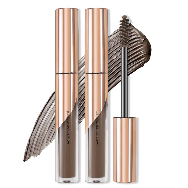 Erinde Waterproof Tinted Brow Gel, Long-lasting Eyebrow Shaping Makeup Gel, Liquid Thickening Brow Mascara, Smudge-Resistant, Flake-Resistant, Volumizing Enhance Brow Mascara, 02 Light Brown