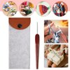 LOOEN Smooth Crochet Hooks with Mertric Numbers and 10 pcs Stitch Markers, 6 pcs Sweing Needles, 1 pc Sandalwood Crochet Hook Bag, Hand Polished Stainless Steel Crochet Hook with Wood Handle(3.0mm)