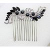 Faship Black Rhinestone Crystal Floral Hair Comb