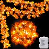 [8 Lighting Modes & Timer] Thanksgiving Decorations for Home Maple Leaf Garland with Lights 40LED Battery Operated Waterproof String Lights, Fall Decor Indoor Halloween Friendsgiving Autumn