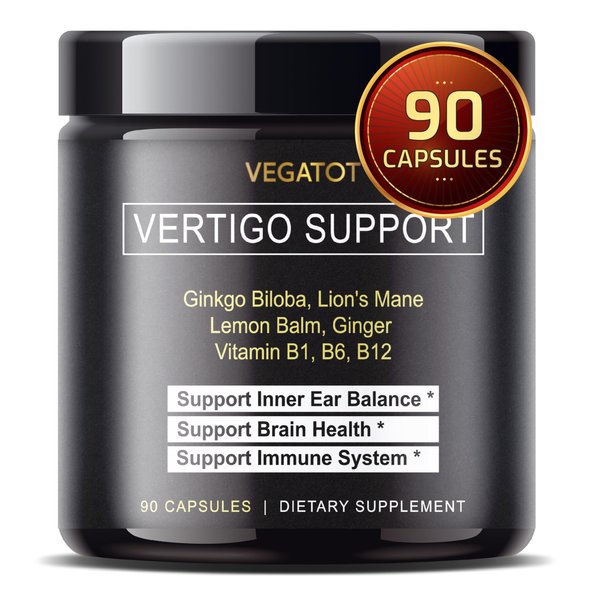 VEGATOT Vertigo Supplement 8,500MG *USA Made and Tested* Inner Ear Supplement with Ginkgo Biloba Lion's Mane Lemon Balm Ginger VIT B1, B6, B12- for Dizziness Spinning Inner Ear Balance