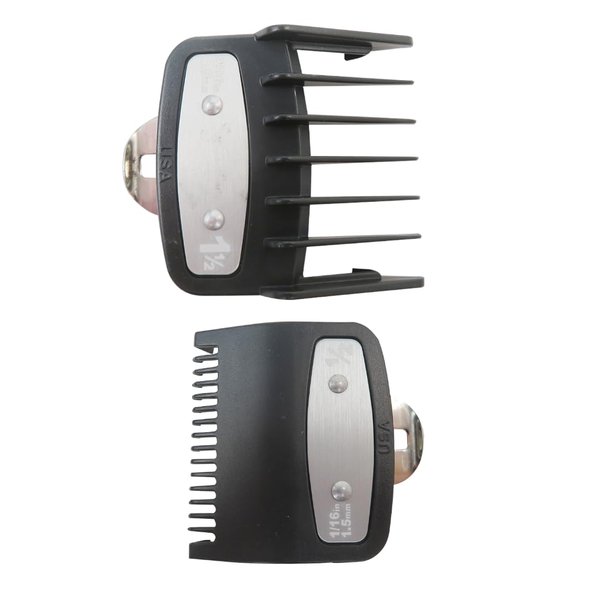 Latest Upgraded Clipper Guards for Wahl with Metal Clip- 1/16in & 3/16in(1.5mm, 4.5mm), 2 PCS Professional Hair Cutting Guides for Wahl, Beard Trimmer Guards Combs Attachment for Wahl (Black)