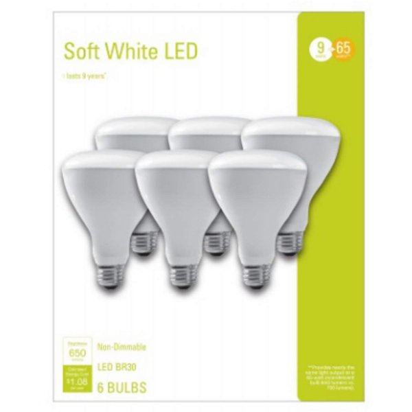 G E LIGHTING GE29913 6 Pack, LED9BR30B-CB6, 9W, Soft White, Non-Dimmable Bulb