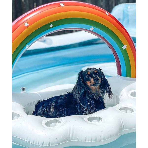 Vickea Inflatable Rainbow Cloud Drink Holder, Pool Float Party Accessories for Water Fun