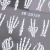 2Pcs Halloween Skull Nail Art Stickers 5D Embossed Nail Decals Skeleton Nail Stickers Horrible Hand Finger Bones Halloween Nail Design Adhesive White Skull Nail Supplies for Women Nail Decoration