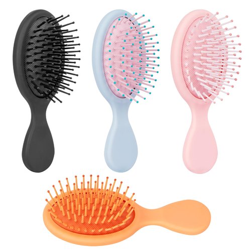 Mini Wet Hair Brush, 4 Pcs Travel Detangling Brush for Most Hair Types, Hair Brush Without Tears or Breakage (Multicolor)