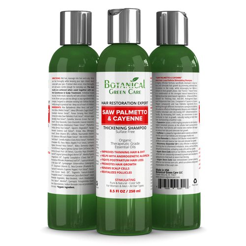 Hair Growth/Anti - Hair Loss Sulfate-Free SHAMPOO “Saw Palmetto & Cayenne”. Alopecia Prevention and DHT Blocker. Doctor Developed. NEW 2018 FORMULA!