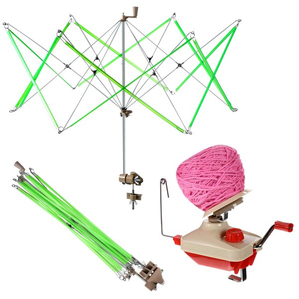 Yarn Ball Twister, Yarn Skein Twister with Skein Holder Umbrella Swift Hand Operated Hank Twister 4 Ounce Capacity with Metal Handle and Tabletop Clamp Crafts Sewing Accessories