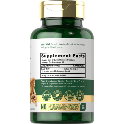 Carlyle Royal Jelly Capsule | 2500mg | 120 Count | Non-GMO and Gluten Free Formula | Traditional Supplement