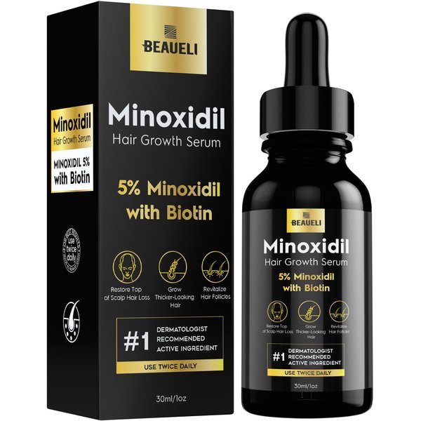 Beaueli 5% Minoxidil for Men and Women Hair Growth With Biotin ,Hair Loss Treatments, Unscented Foam, 1 Fl Oz