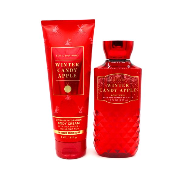 Generic Winter Candy Apple, Bath and Body, Bundle Set of Body Cream and Shower Gel Body Wash, Red