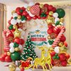 AobkDeco 138PCS Christmas Balloon Garland Arch Kit With Red Green Gold White Balloons Candy Balloons Sequin Balloons Gold Star Balloons Moose Sleigh Balloon for Christmas Party Decorations Supplies