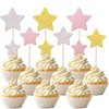 30 PCS Little Star Cupcake Toppers Silver Pink Gold Glitter Twinkle Star Cupcake Picks Bridal Shower Cake Decorations for Wedding Engagement Baby Shower Birthday Party Supplies