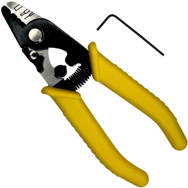 FiberShack - 3 Hole Fiber Stripper with 6" TPR Handle - Fiber Optic Stripper includes 1.5mm Hex Key for Fine Adjustments of Fiber Striper