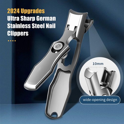 German Nail Clippers for Men, 2024 New Ultra Sharp Stainless Steel Nail Clippers for Thick Nails, The Luxurious Ultra Sharp Nail Clippers Set with Nail File for Seniors Men Women (Silver Set)