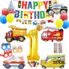 Car Party Supplies - Birthday Party Decorations for 1 year old Kids,Contain a Traffic Banner,a Birthday hat,7 Foil Balloons,6 Latex Balloons,Great for Children Birthday Party