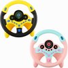 Fahacop 2 Pack Car Driving Simulated Toy Kids Steering Wheel Copilot Driving Steering Wheel Toy with Light Music for Kids Early Learning Educational Sounding Toy, 2 Colors
