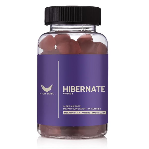 High Level Hibernate Gummy - Natural Sleep Aid, Non-Habit Sleep Gummies for Adults, Fall Asleep Fast, Stay Asleep Longer* - Melatonin, Vitamin B6, Passiflora | 60 Sleeping Gummies for Adults