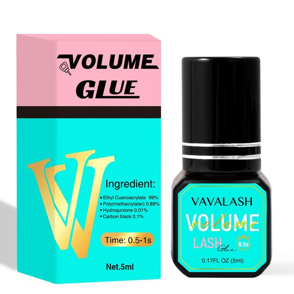 VAVALASH Eyelash Extension Glue Lash Extension Adhesive 0.5-1 Sec Drying Time Retention 9 Weeks Maximum Bond Lash Glue Long Lasting Black Eyelash Glue Professional Lash Artist Use Only (Volume,5ml)