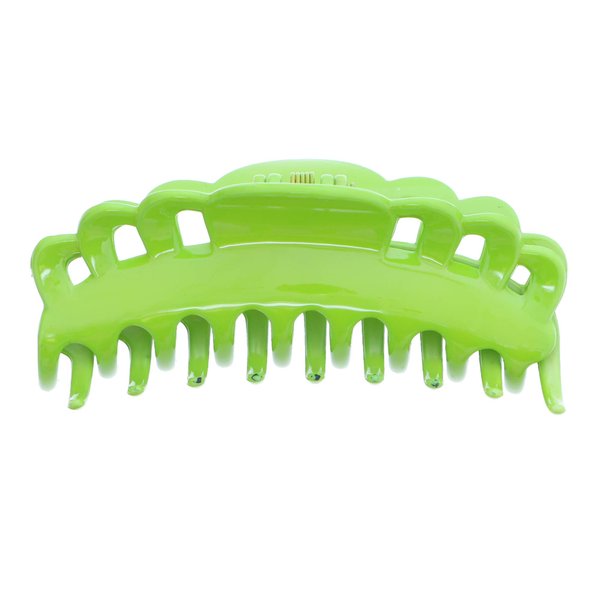 4 Inch Scalloped Jaw Clip With Holes-Lime