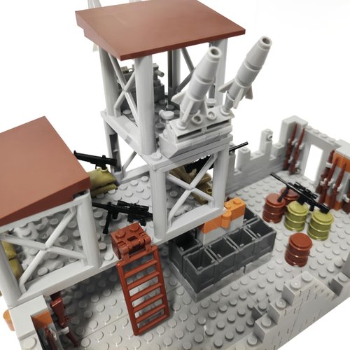 HiBattery Military Base Building Brick Set for Army Minifigure War Accessories, Defence Base Guard Tower Guns-Weapons-Building-Block Toy for Kids 8 10 12 14 Years