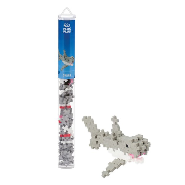 PLUS PLUS - Shark - 70 Piece, Construction Building Stem/Steam Toy, Interlocking Puzzle Blocks for Kids, Mini Maker Tube