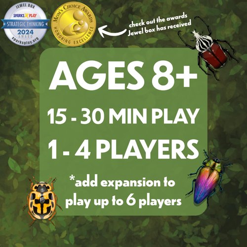 Lovemore Games Jewel Box Family Board Game - Strategic Tile Placement Game for Kids and Adults with 75 Unique Beetles - Great Educational Game for Ages 8+, 1-4 Players, 15-30 Minutes