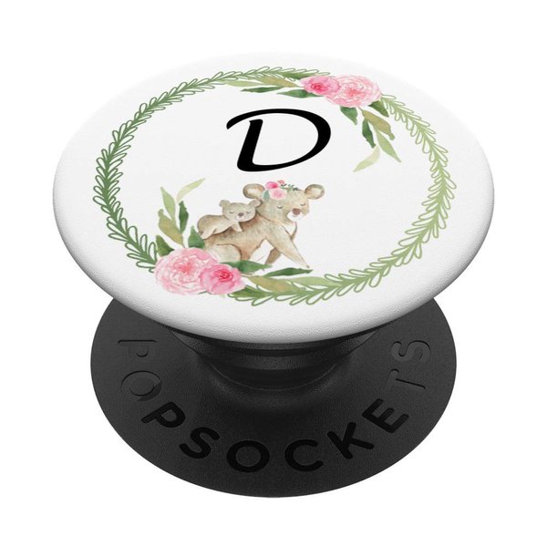 Cell Phone Pop Out Holder,Cute Koala Bear Flower Letter D PopSockets Grip and Stand for Phones and Tablets