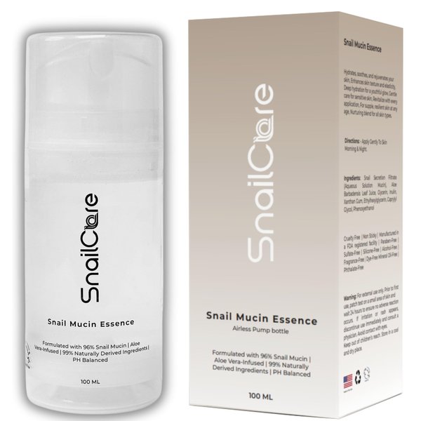 SnailCare Snail Mucin Essence Skincare – 100ml Snail Mucin Serum with Aloe Vera – Non-Sticky pH Balanced Skin Essence Face Serum for Improved Elasticity, Enhanced Skin Texture – All Skin Types