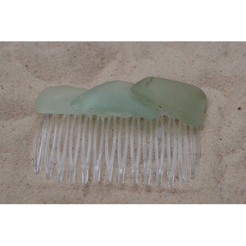 Aqua and Sea Foam Green Sea Glass Layered Hair Comb