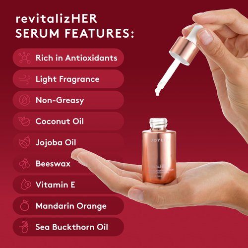 Joylux - revitalizHER, Hydrating Serum for Intimate Tissue, Rich in Antioxidants & Essential Oils, Formulated with Clean Ingredients, For Feminine Dryness, pH-Balanced Formula (30mL)