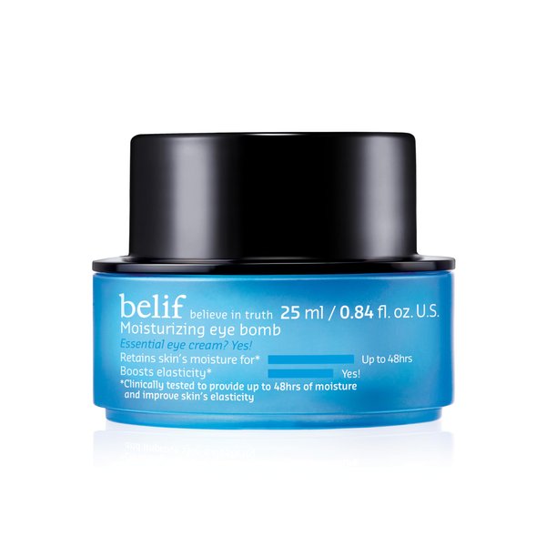 belif The True Cream Moisturizing Eye Bomb Eye Cream Firms and Reduces Fine Lines, Crow's Feet, and Wrinkles | Peptide | Ceramide | Squalane | K-Beauty