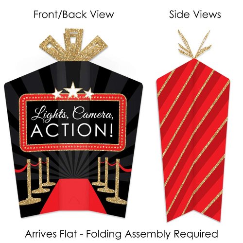 Big Dot of Happiness Red Carpet Hollywood - Table Decorations - Movie Night Party Fold and Flare Centerpieces - 10 Count