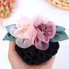 Leadigol Women Hair Bun Cover Net, Barrette Hair Clip Bow, Silk Flower Hair Clip, Barrettes Net Snood Hairnet Lace Bow, Flower Hairgrips Crochet Bun Net