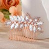 Foyte Crystal Wedding Hair Comb Pearl Bride Headpiece Rose Gold Rhinestone Hair Piece Bridal Side Hair Accessories for Women and Girls