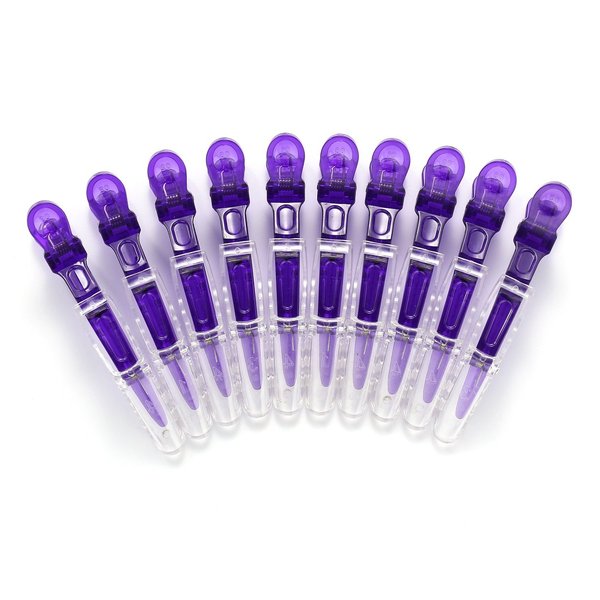 10pcs/set Multicolor Croc Clips Transparent Plastic Hairdresser Clips Hair Styling Sectioning Barrettes Professional Non Slip Alligator Clips Salon DIY Accessories Hairpins (10pcs-Purple)