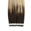 Moresoo Balayage Tape in Hair Extensions Human Hair Ombre Tape in Extensions Balayage Brown to Caramel Blonde Mix with Blonde Hair Extensions Tape in Human Hair 24 Inch #2/27/613 20pcs 50g