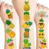 Pineapple Temporary Tattoos (8 Sheets 96PCS) Gold Pineapple Party Decorations Favors Supplies Summer Theme Birthday Cute Stickers Christmas Gifts for Boys Girls Class School Prizes Carnival