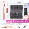 Miuffue DIY Lash Extension Kit 260 PCS Individual Cluster Lashes Kit 0.07D 9-16mm MIX 40D Eyelash Extension Kit Lash Bond and Seal Glue Remover with Eyelash Tweezers（C Curl)
