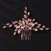 Teyglen Women Dainty Simple Full Rhinestones Red Blue Black Bride Wedding Hair Comb Luxurious Hair Accessories Shiny Rhinestones Bridal Side Hair Combs for Women Bride Girls (Rose gold-pink)