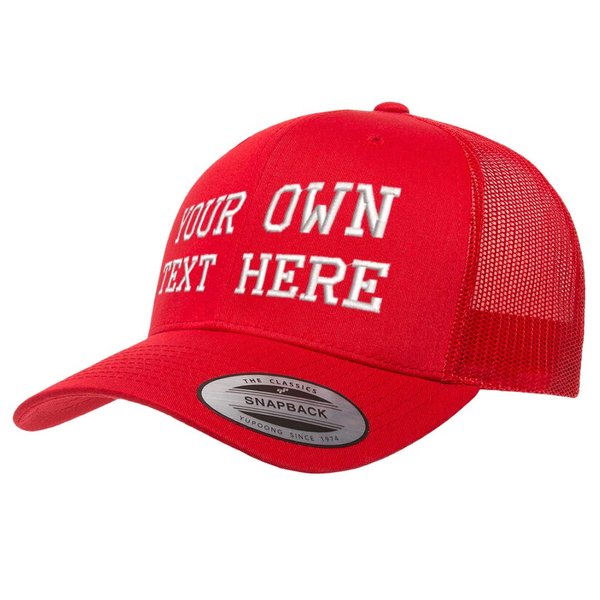 Yupoong YP Classics™ Embroidered Custom Hat Trucker Baseball Cap Snapback Adjustable Men Women Dad Cap Hat (Red)
