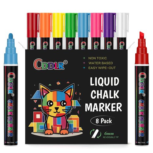 8 Pack Liquid Chalk Markers,Dry Erase Markers & Window Markers for Blackboards,Chalkboard Menu Board & Glass Car Window