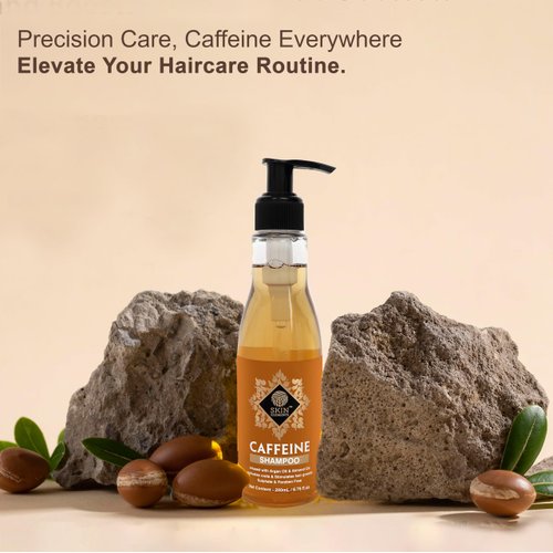 Skin Elements Caffeine Shampoo (6.76 fl.oz) - infused with Argan & Almond Oil (Vitamin E Booster) for Hair Fall Control - SLS & Paraben Free